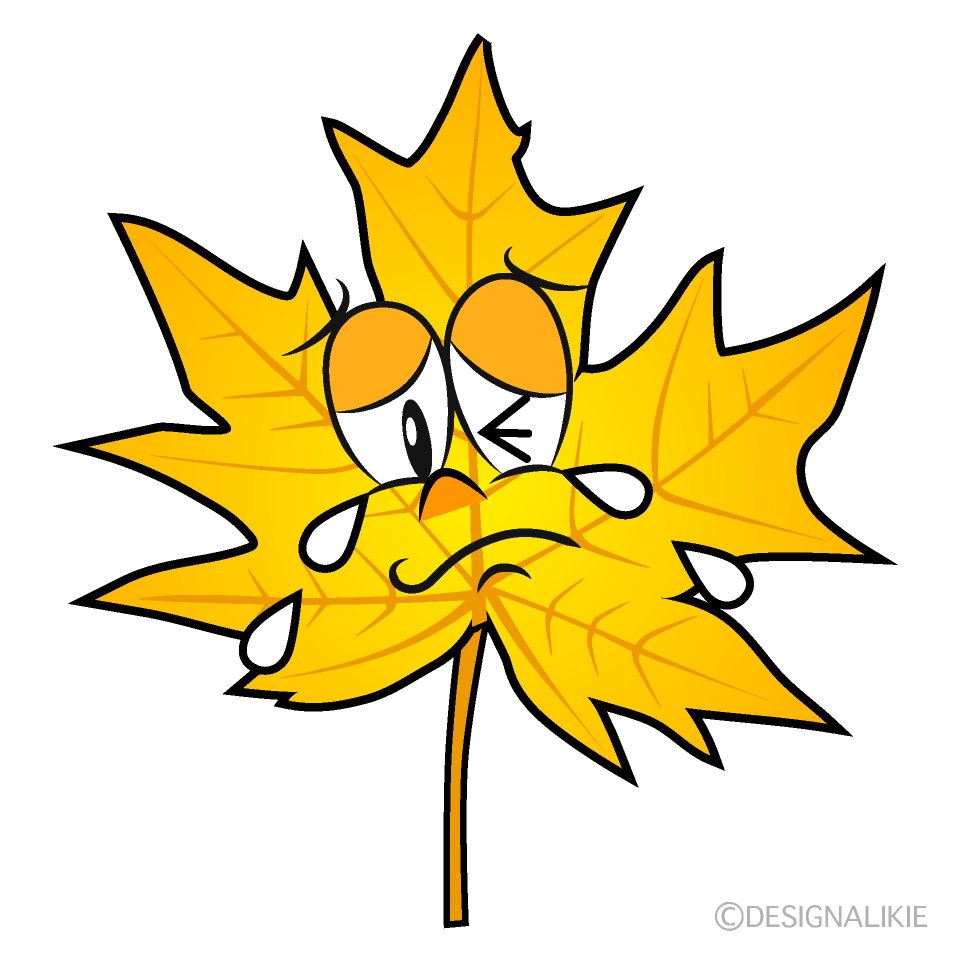 Crying Yellow Fall Leaf Cartoon Character Image
