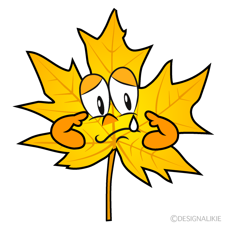 Sad Yellow Fall Leaf Cartoon Character Image