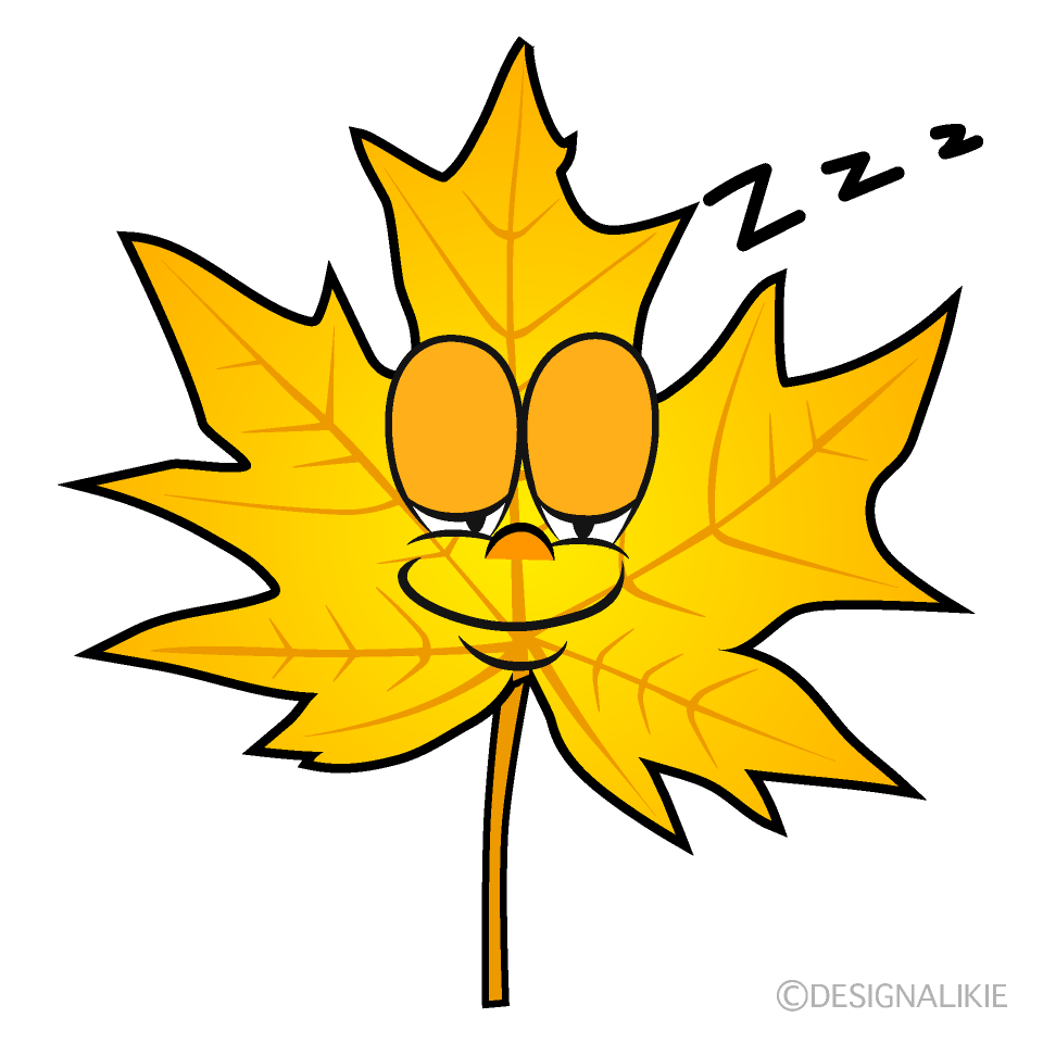Sleeping Yellow Fall Leaf Cartoon Character Image