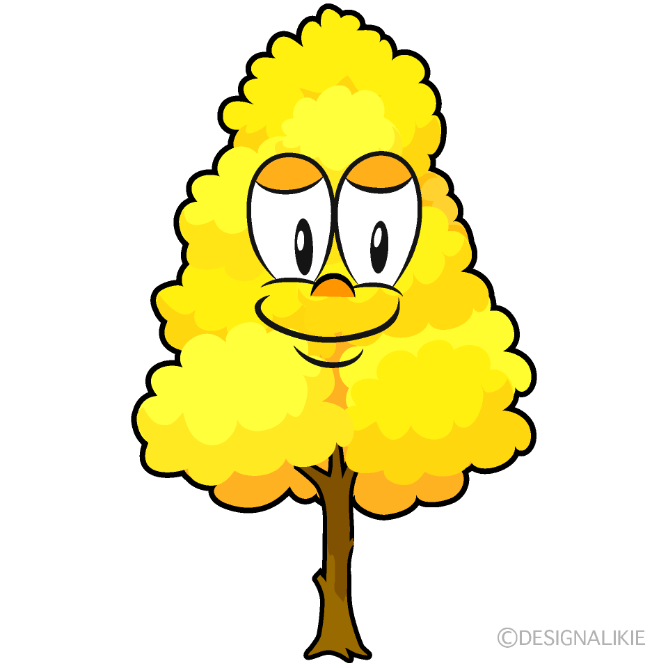 Yellow Fall Tree Cartoon Character Image