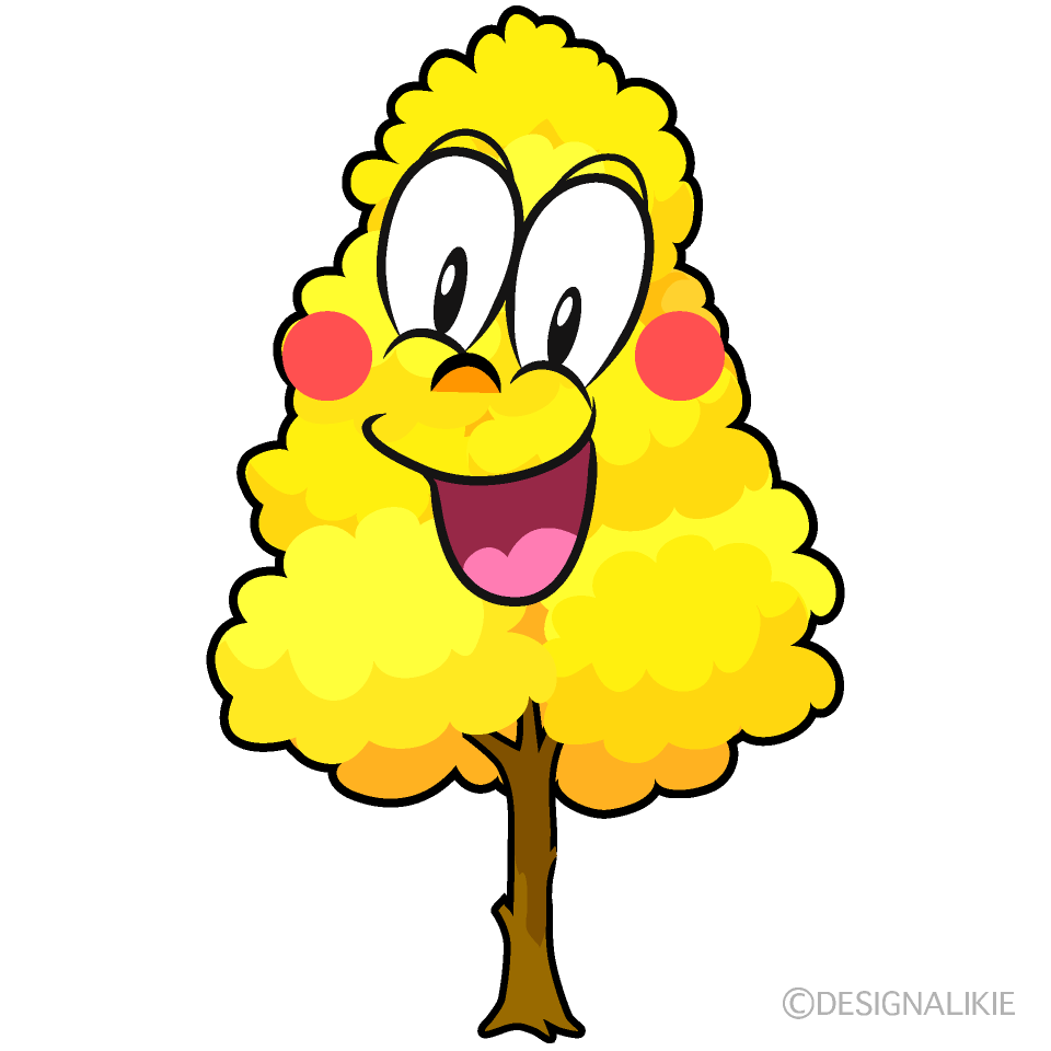 Surprising Yellow Fall Tree Cartoon Character Image