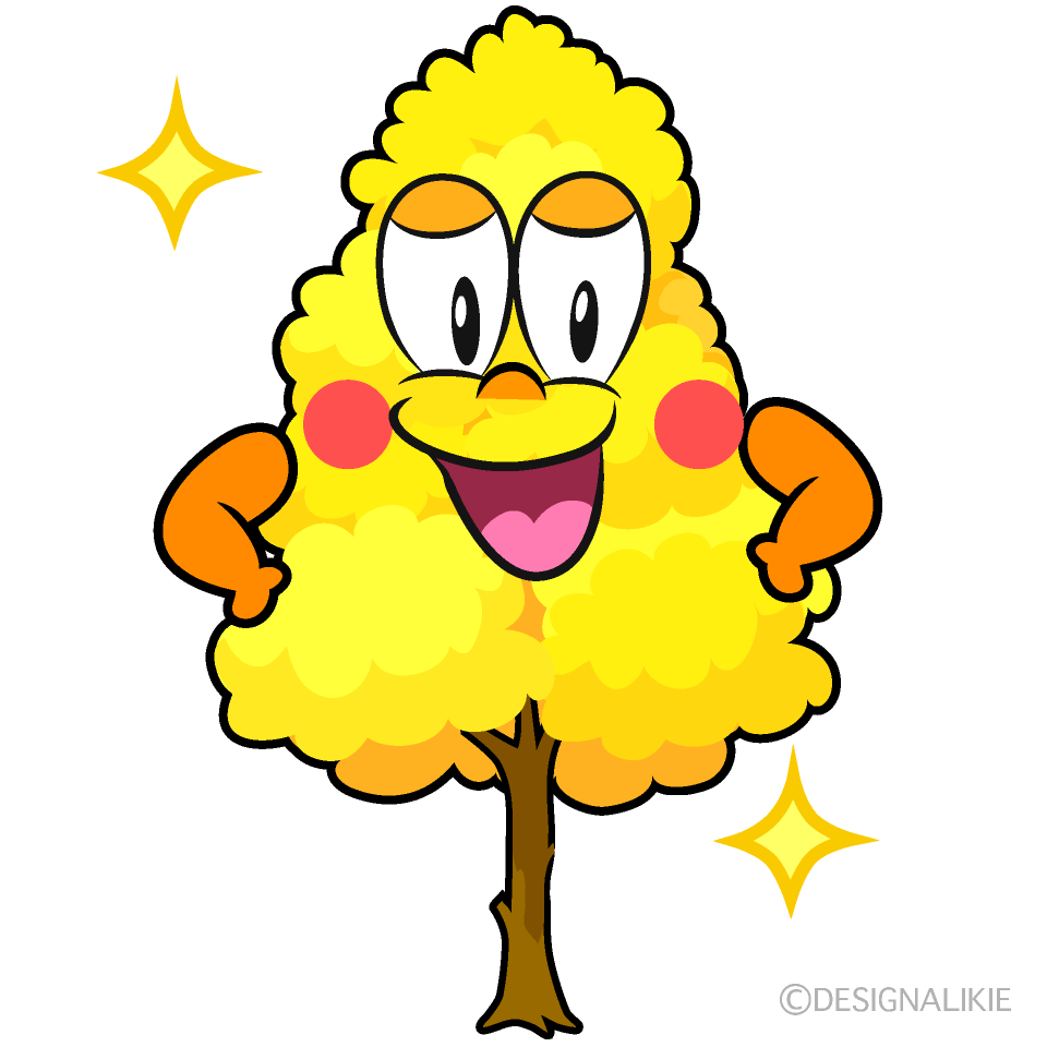 Glitter Yellow Fall Tree Cartoon Character Image