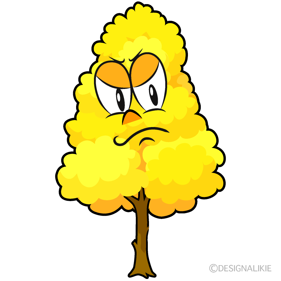 Angry Yellow Fall Tree Cartoon Character Image