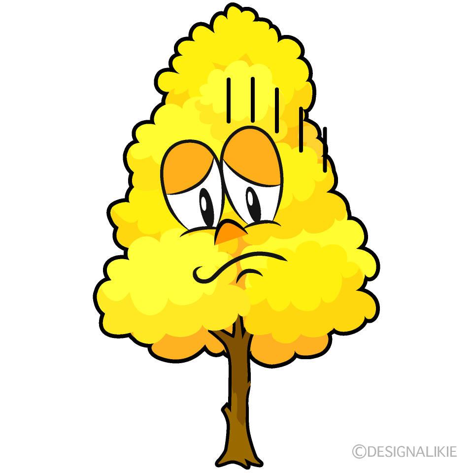 Depressed Yellow Fall Tree Cartoon Character Image