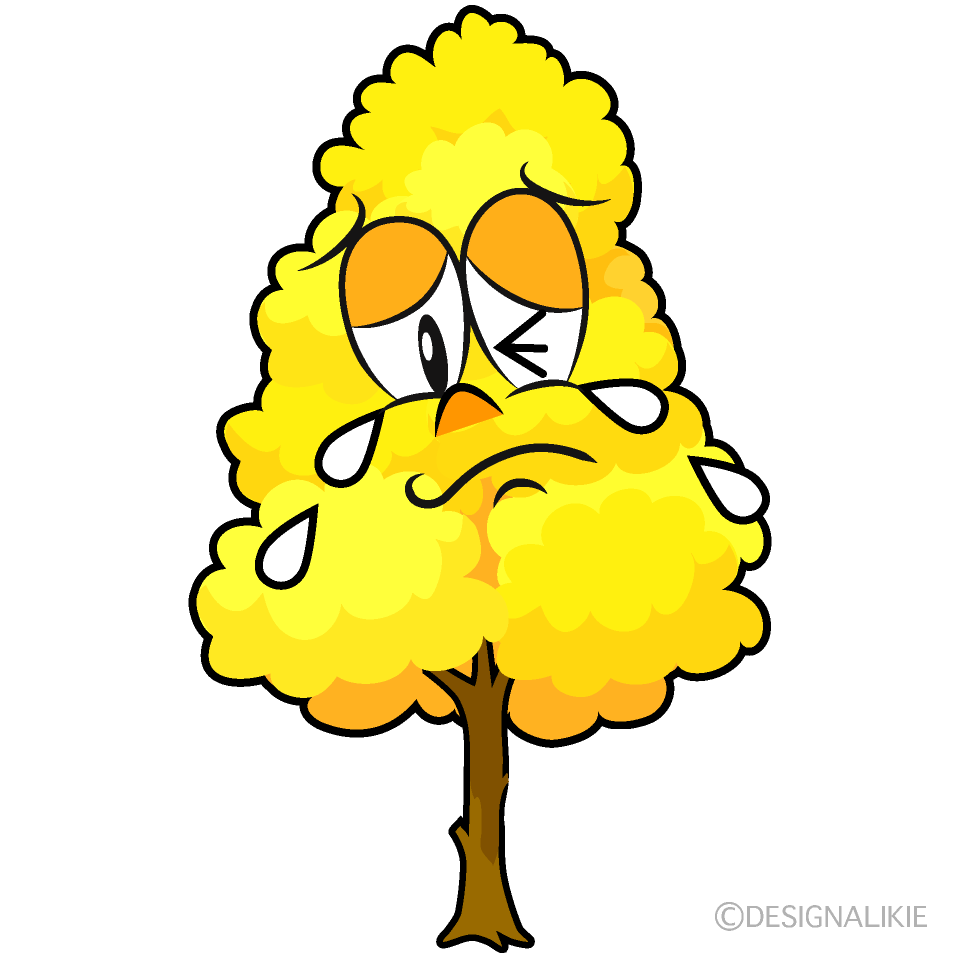 Crying Yellow Fall Tree Cartoon Character Image