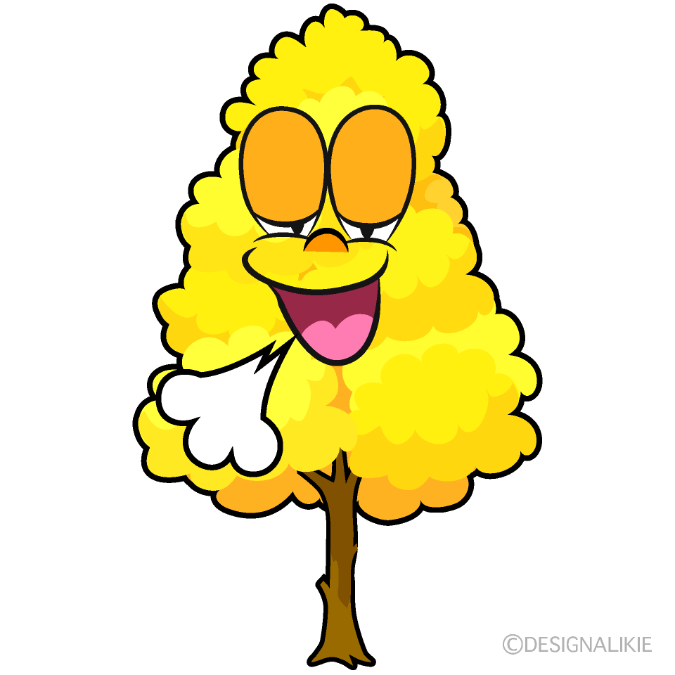 Relaxing Yellow Fall Tree Cartoon Character Image
