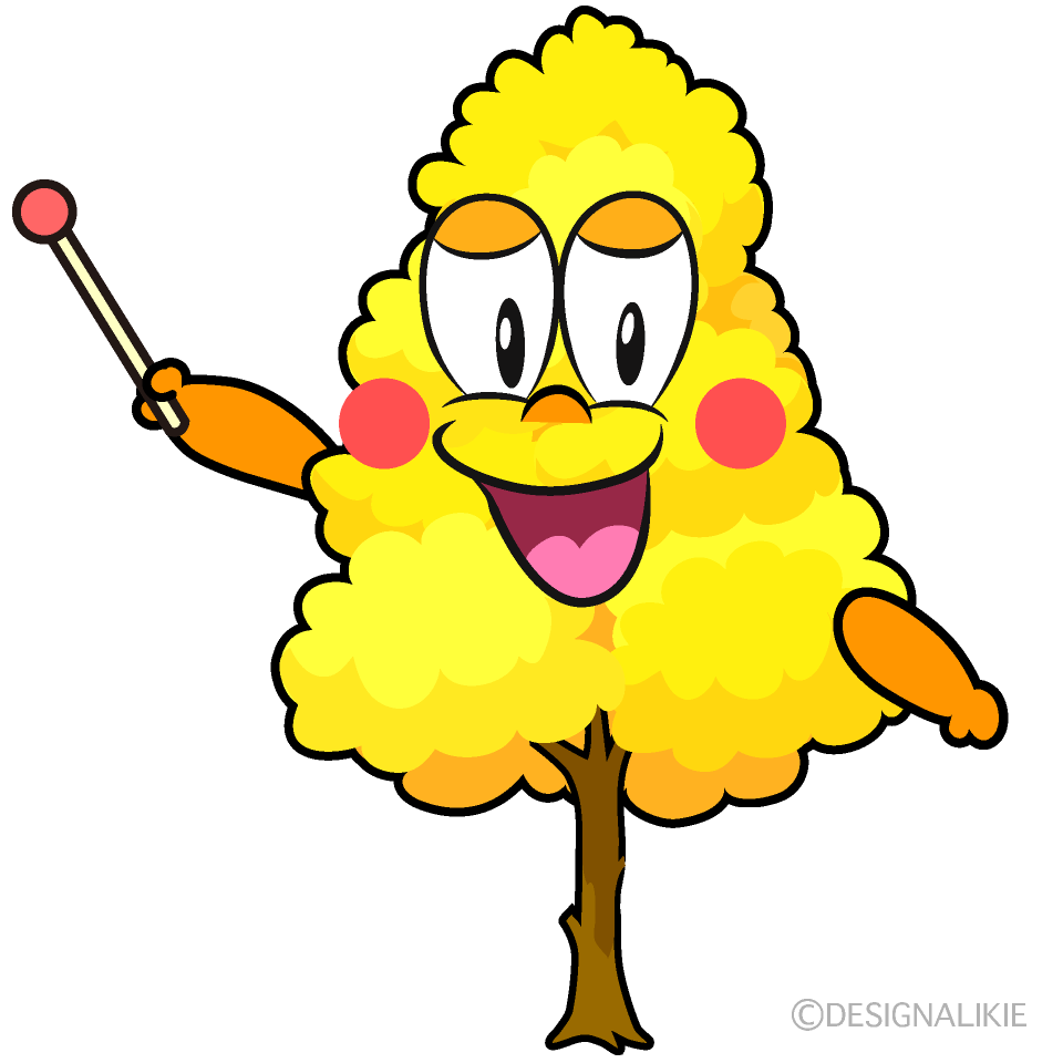 Speaking Yellow Fall Tree Cartoon Character Image