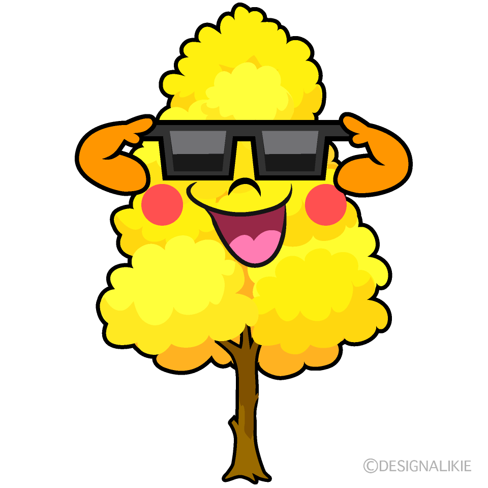 Cool Yellow Fall Tree Cartoon Character Image