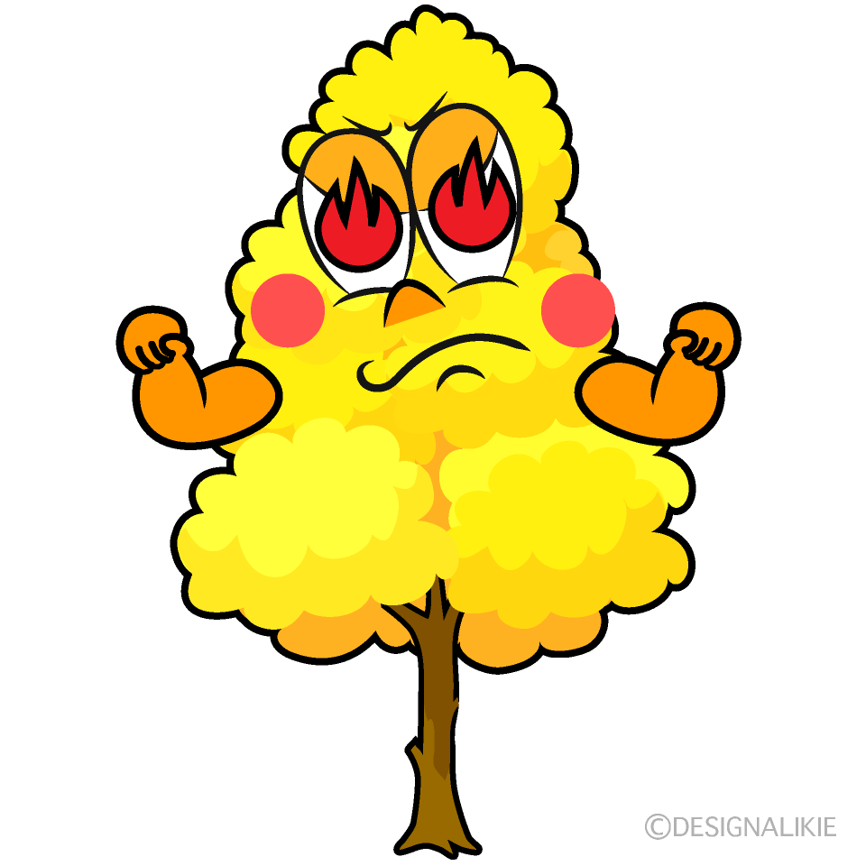 Enthusiasm Yellow Fall Tree Cartoon Character Image