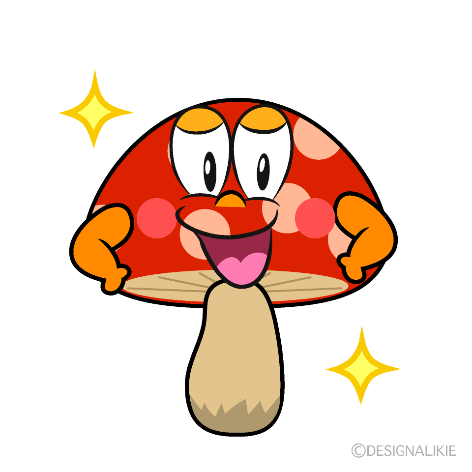 Glitter Red Mushroom Cartoon Character Image