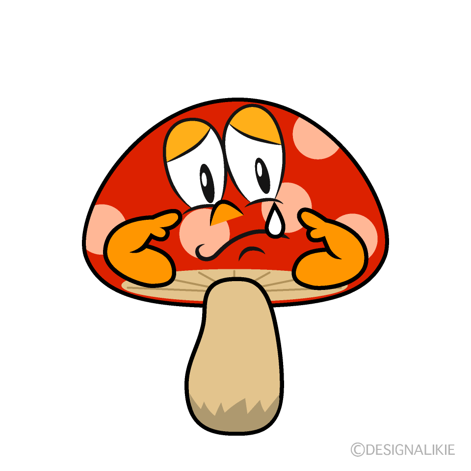 Sad Red Mushroom Cartoon Character Image