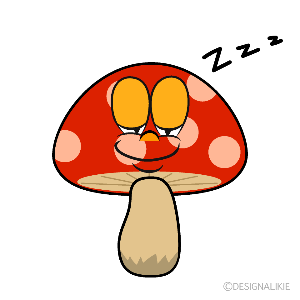 Sleeping Red Mushroom Cartoon Character Image