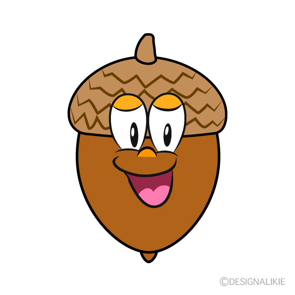 Smiling Acorn Cartoon Character Image