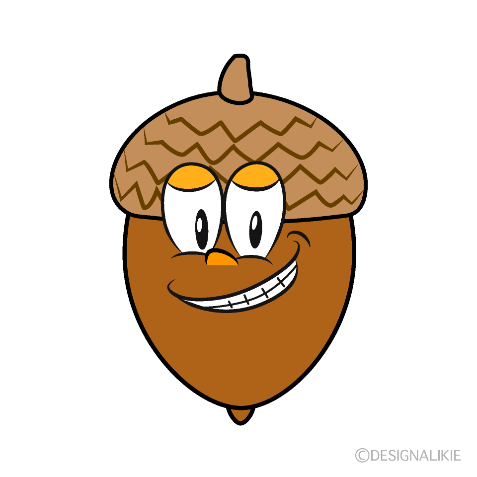 Grinning Acorn Cartoon Character Image