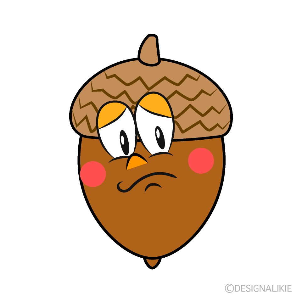Thinking Acorn Cartoon Character Image