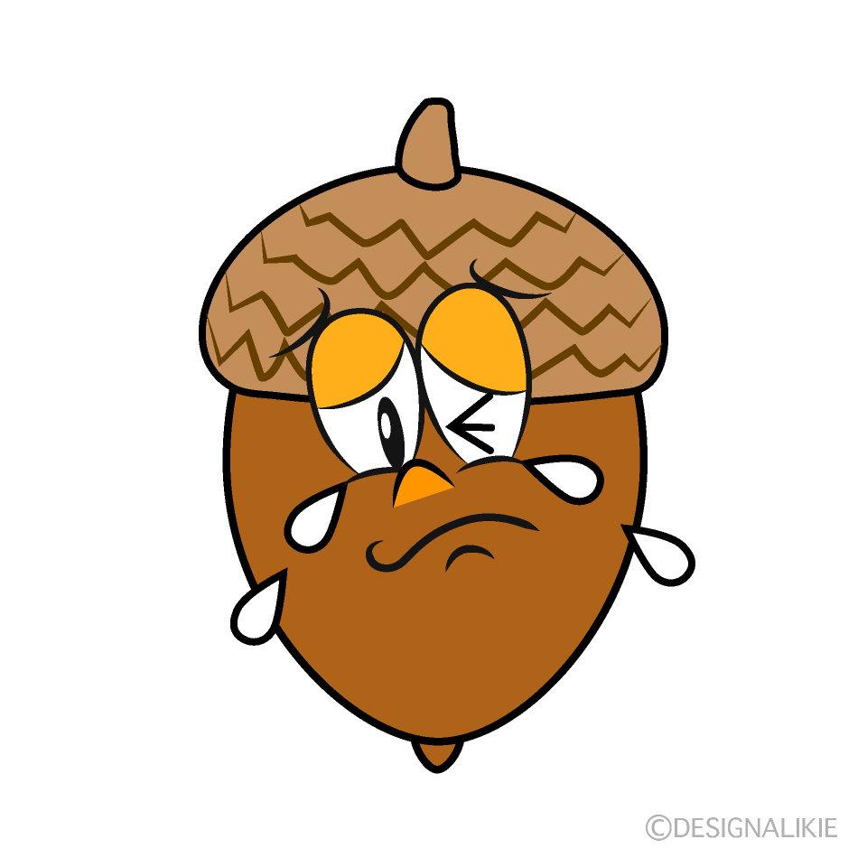 Crying Acorn Cartoon Character Image