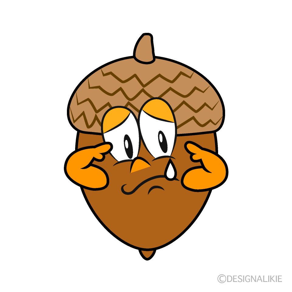 Sad Acorn Cartoon Character Image