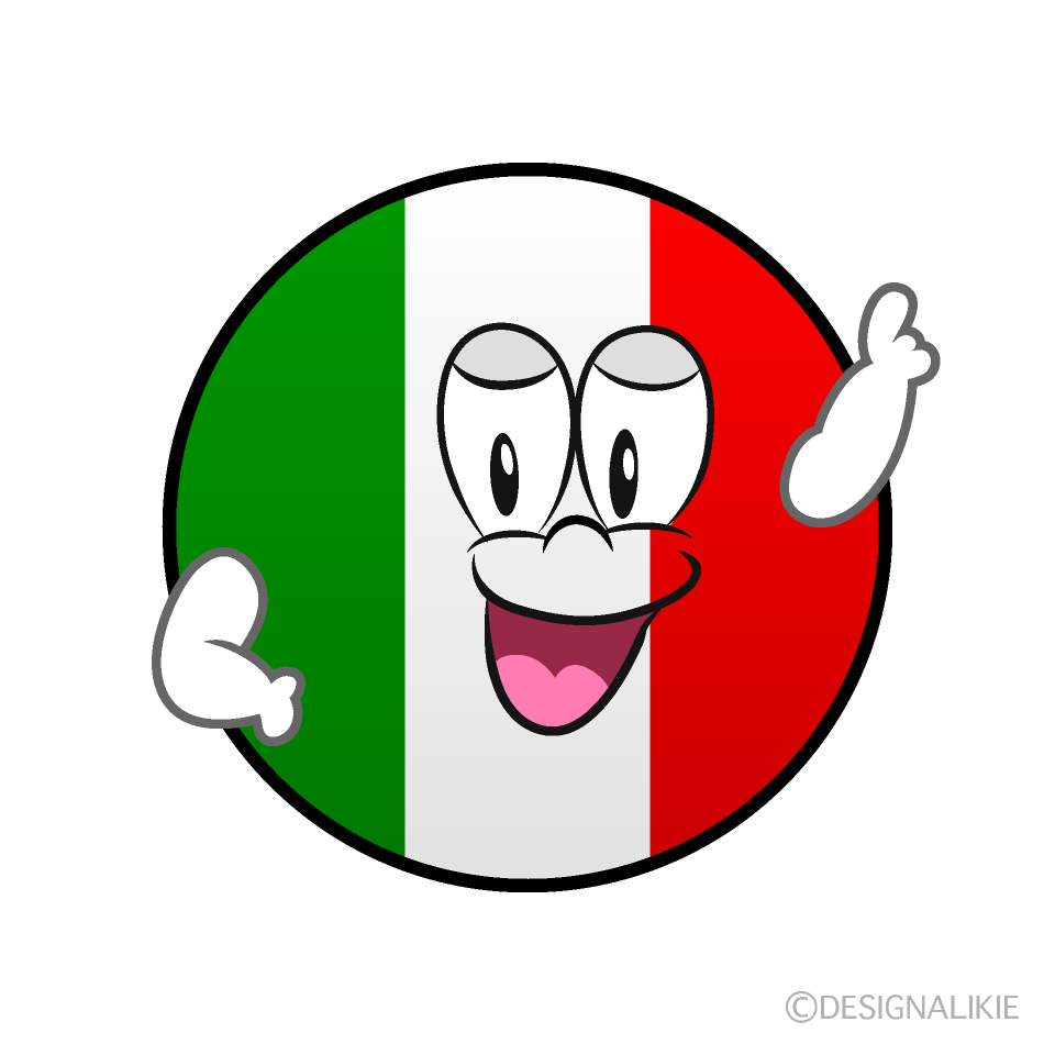 Bandera Italiana Pose Señalando Animado