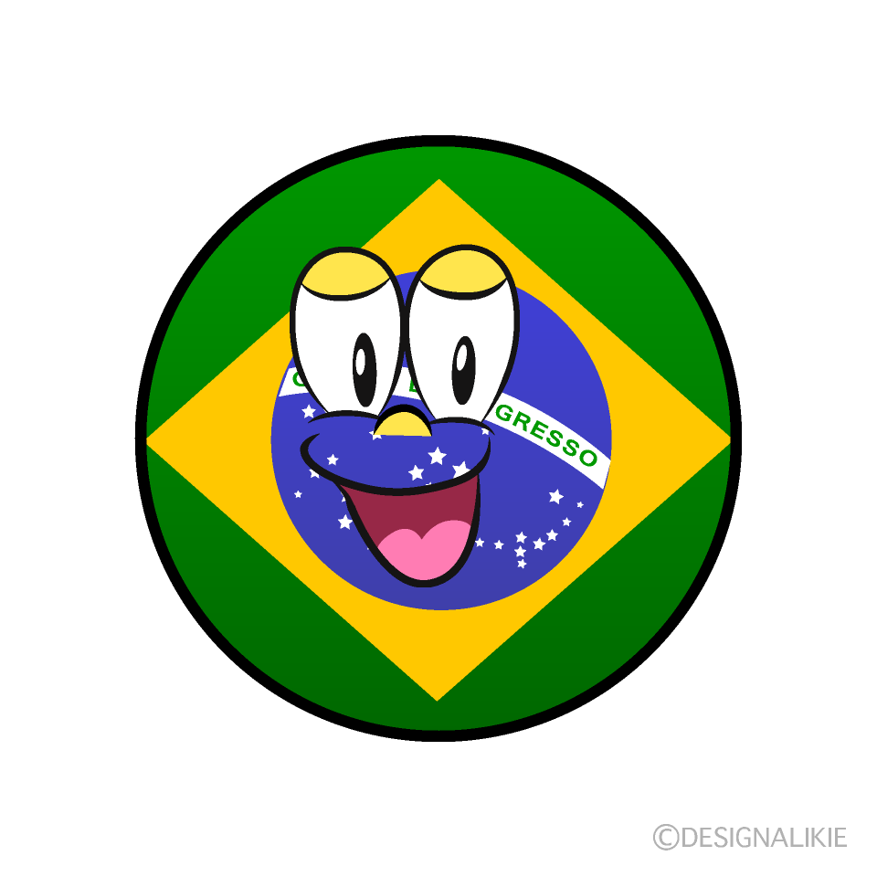 Bandera Brasil Sonriente Animado
