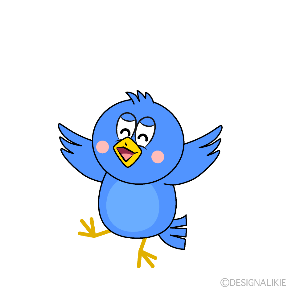 Smiling Blue Bird Cartoon Character Image