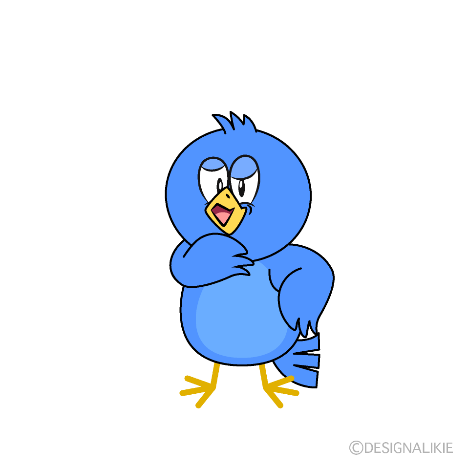 Grinning Blue Bird Cartoon Character Image