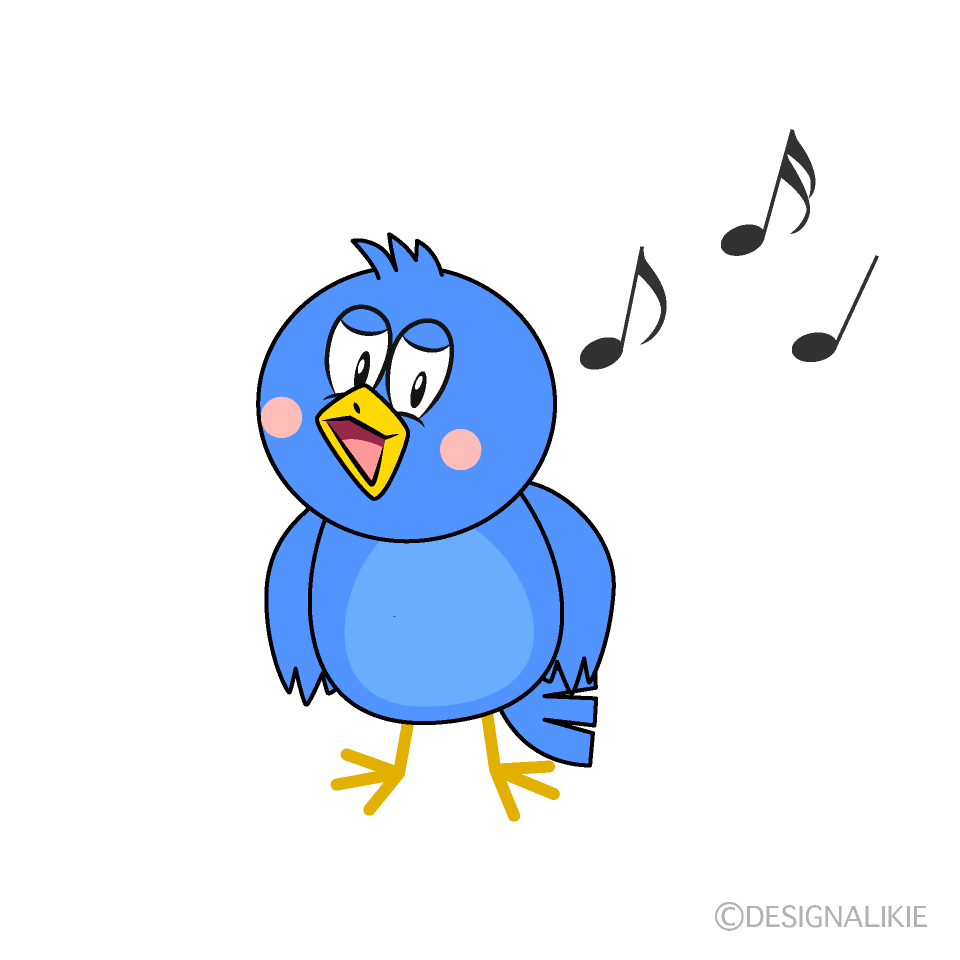 Singing Blue Bird Cartoon Character Image