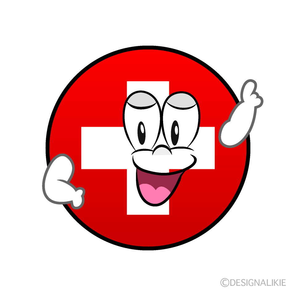 Bandera Suiza Pose Señalando Animado