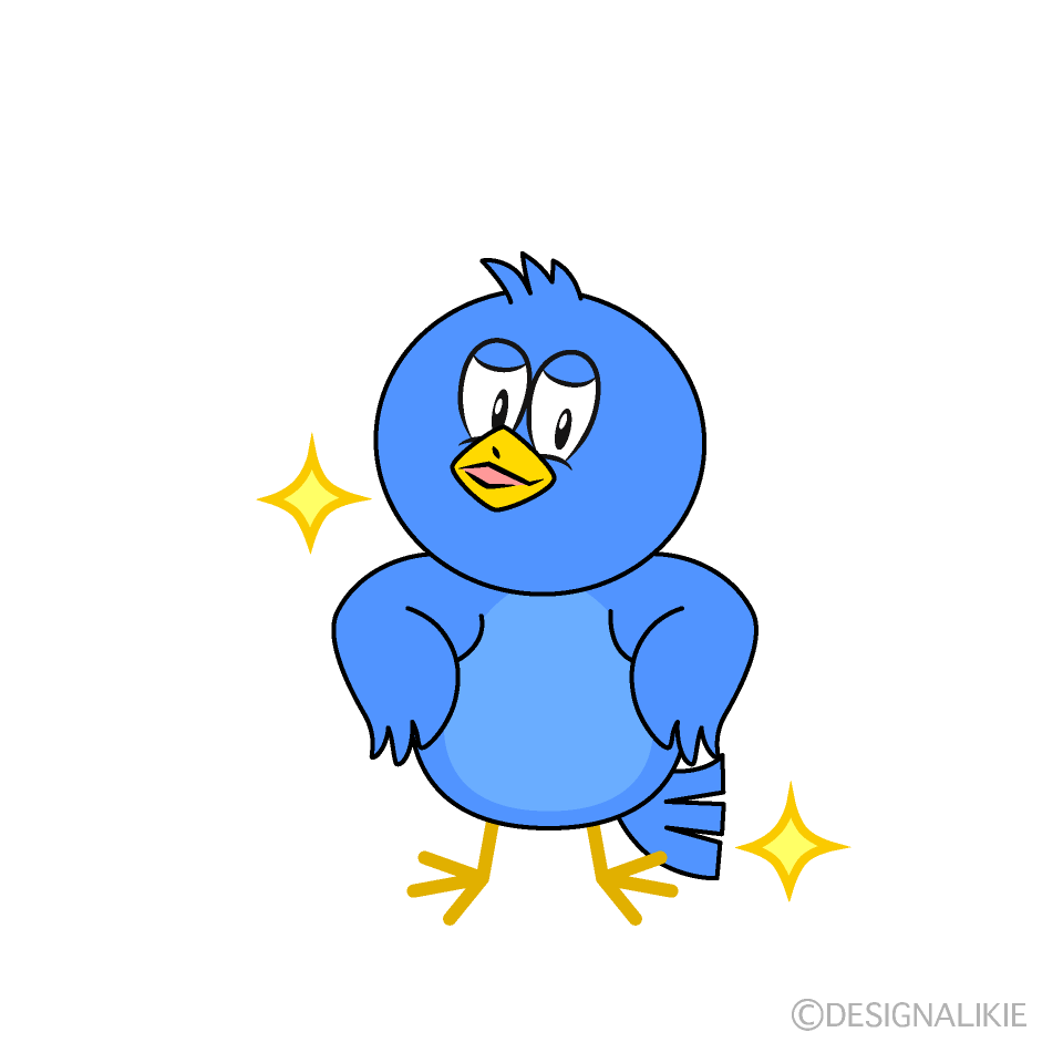 Glitter Blue Bird Cartoon Character Image