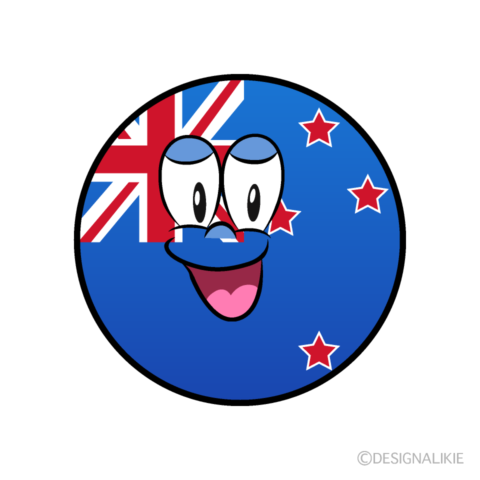 Bandera Nueva Zelanda Sonriente Animado