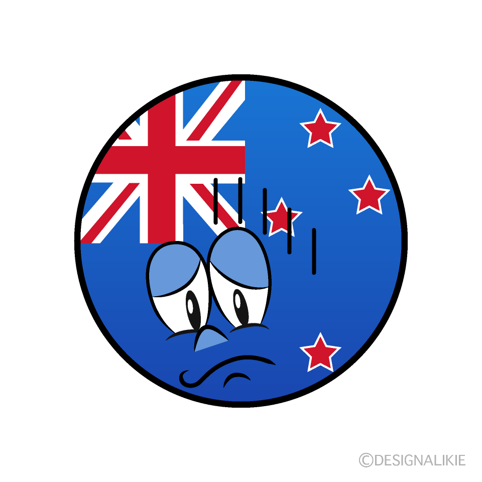 Bandera Nueva Zelanda Deprimido Animado