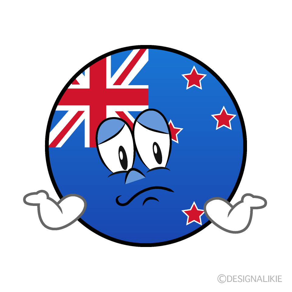 Bandera Nueva Zelanda Preocupado Animado