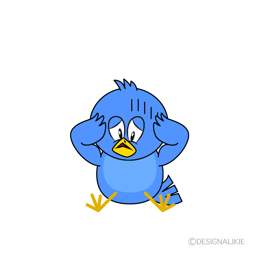 Depressed Blue Bird Cartoon Character Image