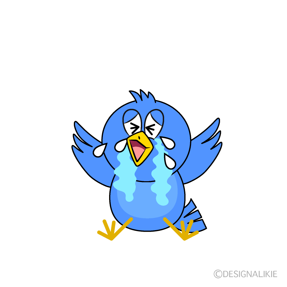 Crying Blue Bird Cartoon Character Image