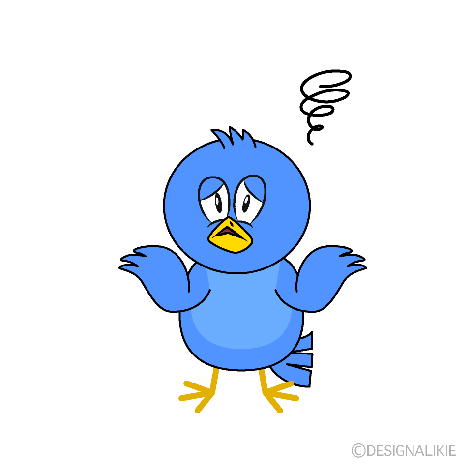 Troubled Blue Bird Cartoon Character Image