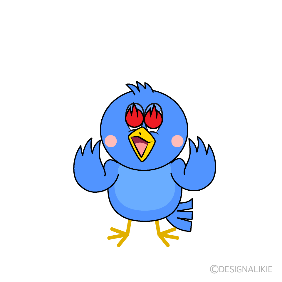 Enthusiastic Blue Bird Cartoon Character Image