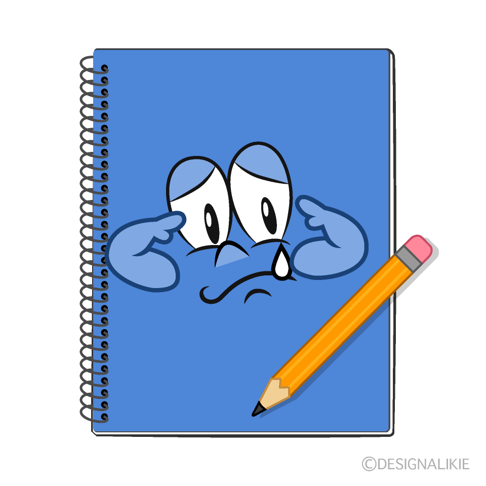 Sad Notebook Cartoon Character Image