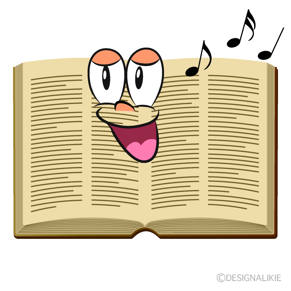 Singing Open Book Cartoon Character Image