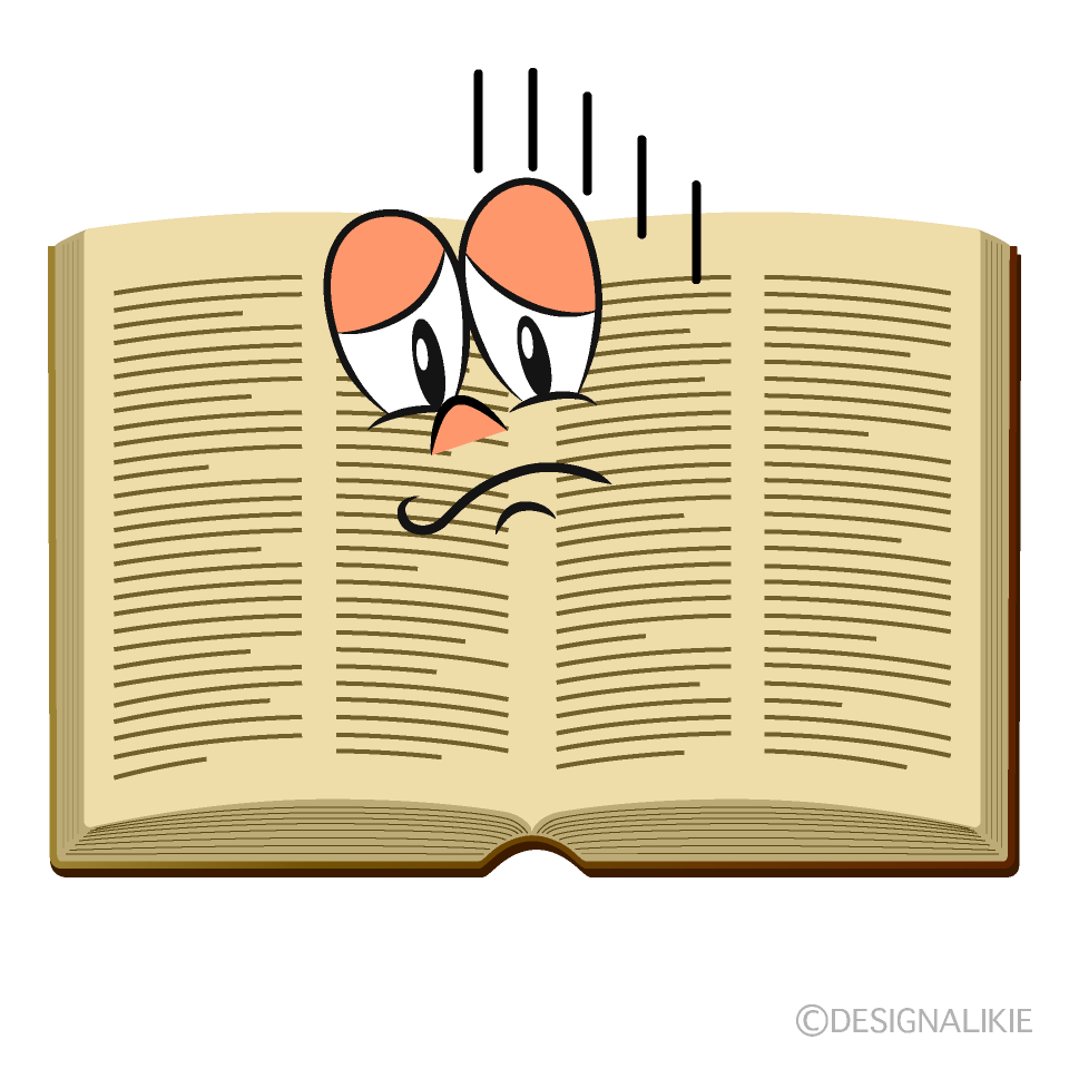 Depressed Open Book Cartoon Character Image