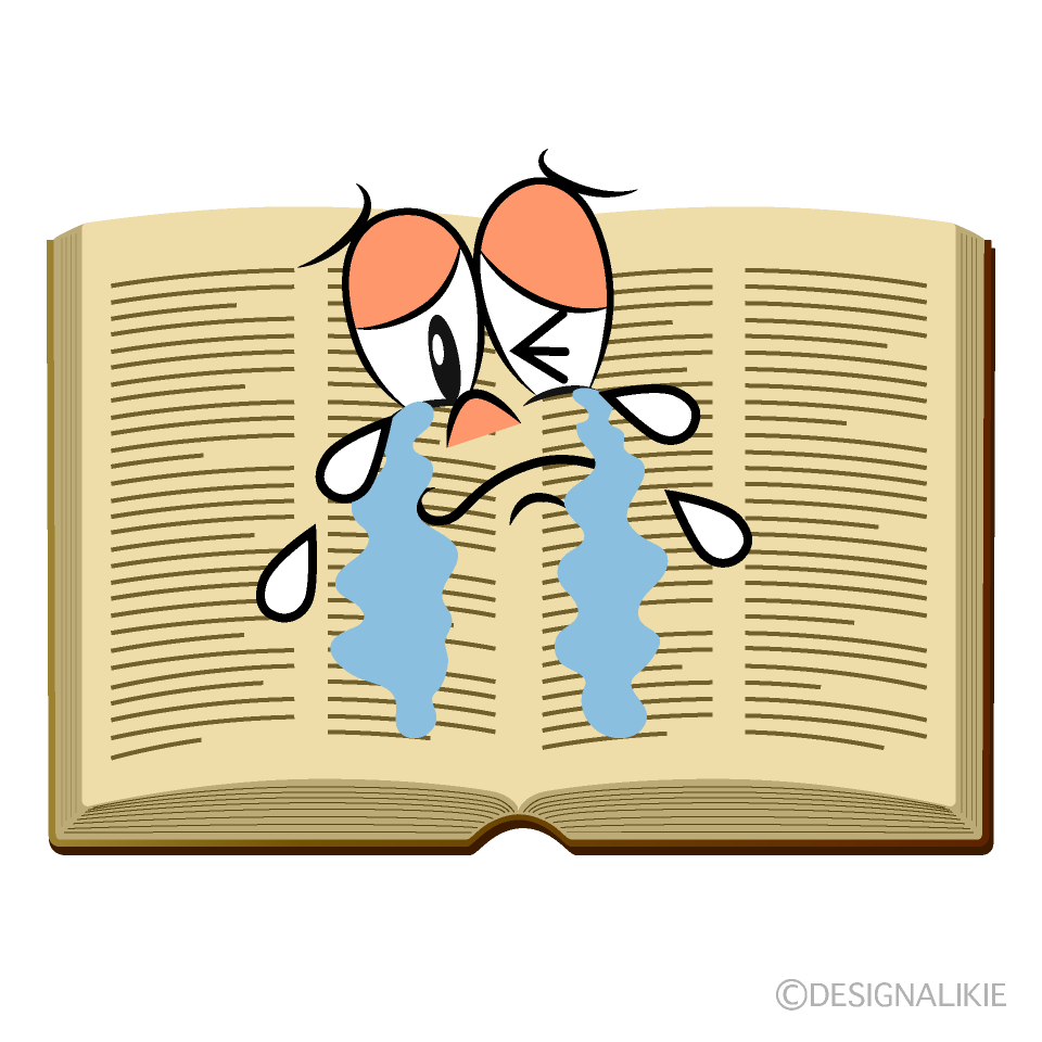 Crying Open Book Cartoon Character Image