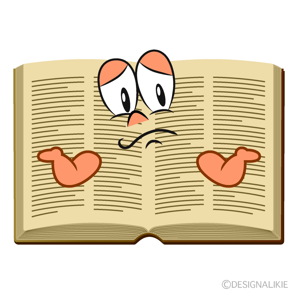 Troubled Open Book Cartoon Character Image