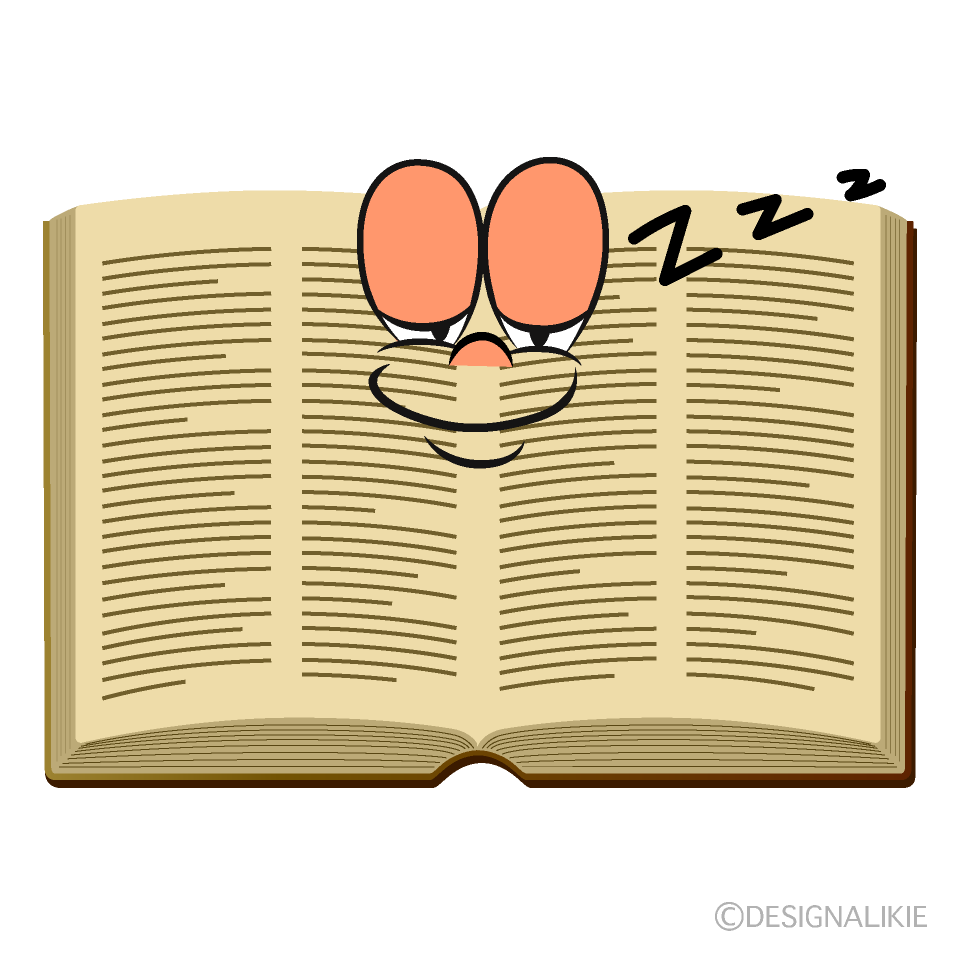 Sleeping Open Book Cartoon Character Image