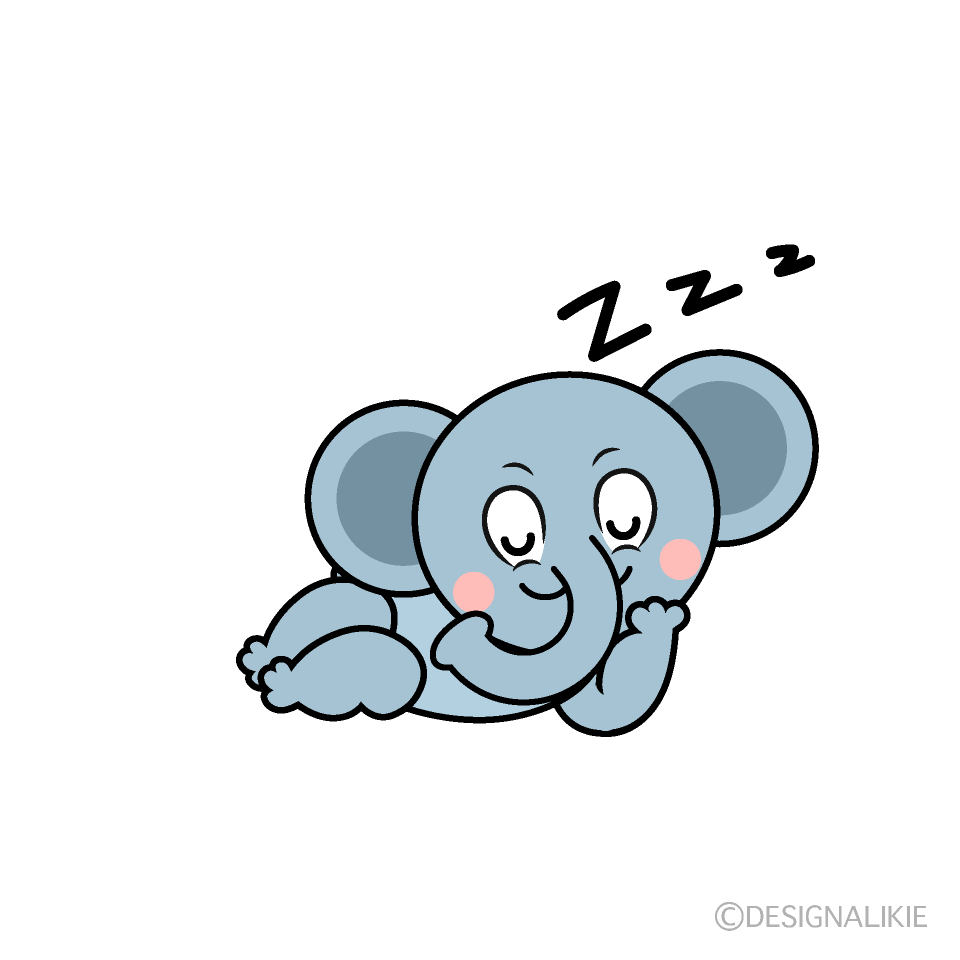 Sleeping Elephant Cartoon Character Image