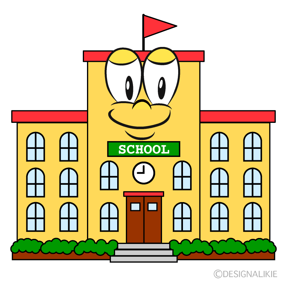 School Building Cartoon Character Image
