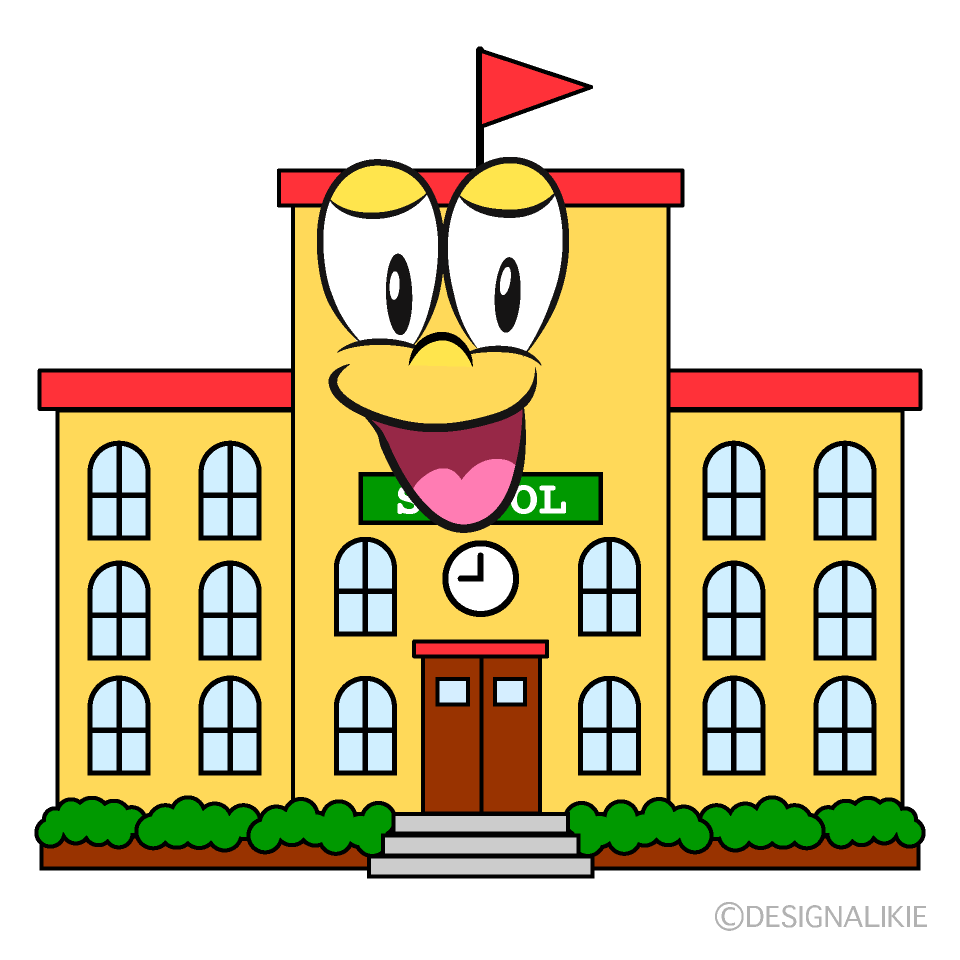Smiling School Building Cartoon Character Image
