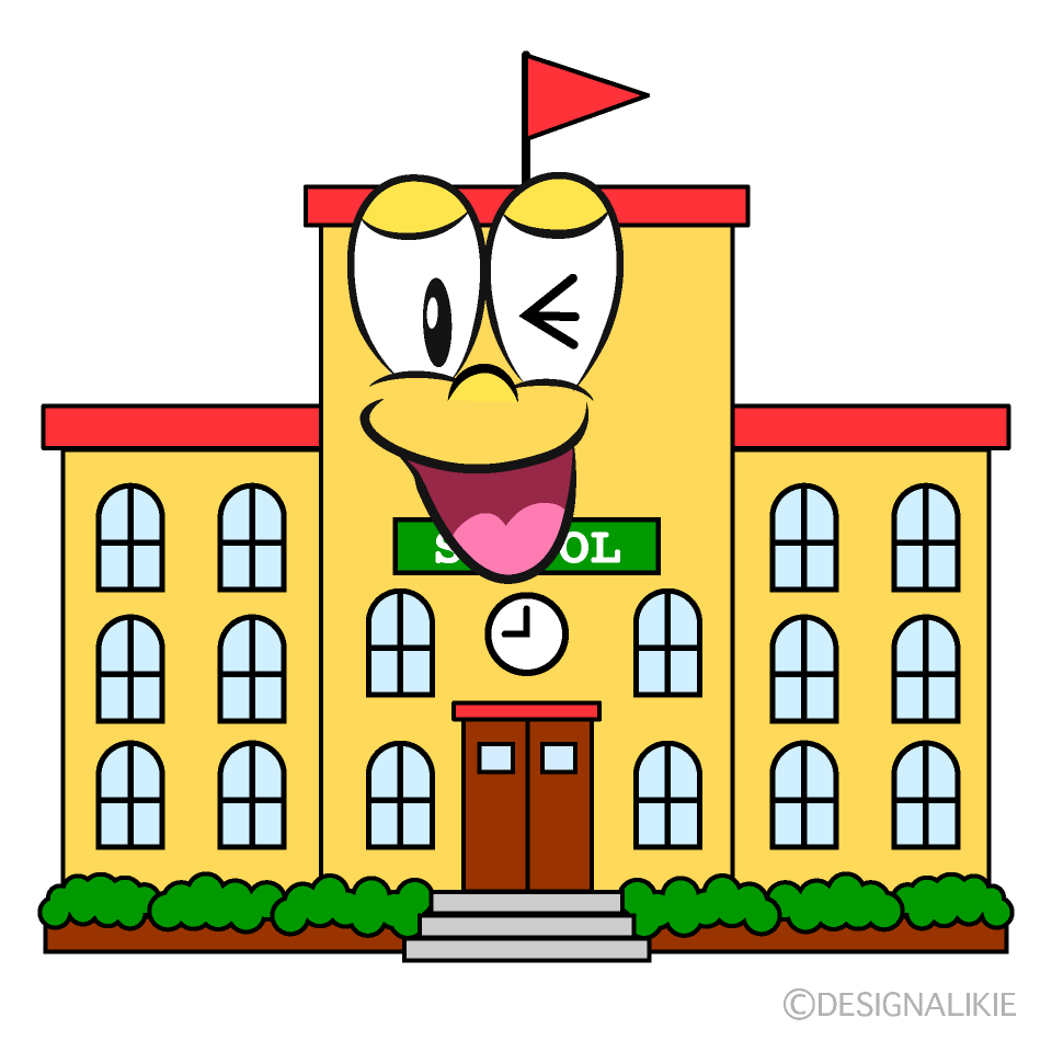 Laughing School Building Cartoon Character Image