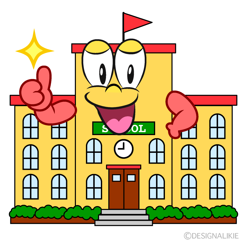 Thumbs up School Building Cartoon Character Image