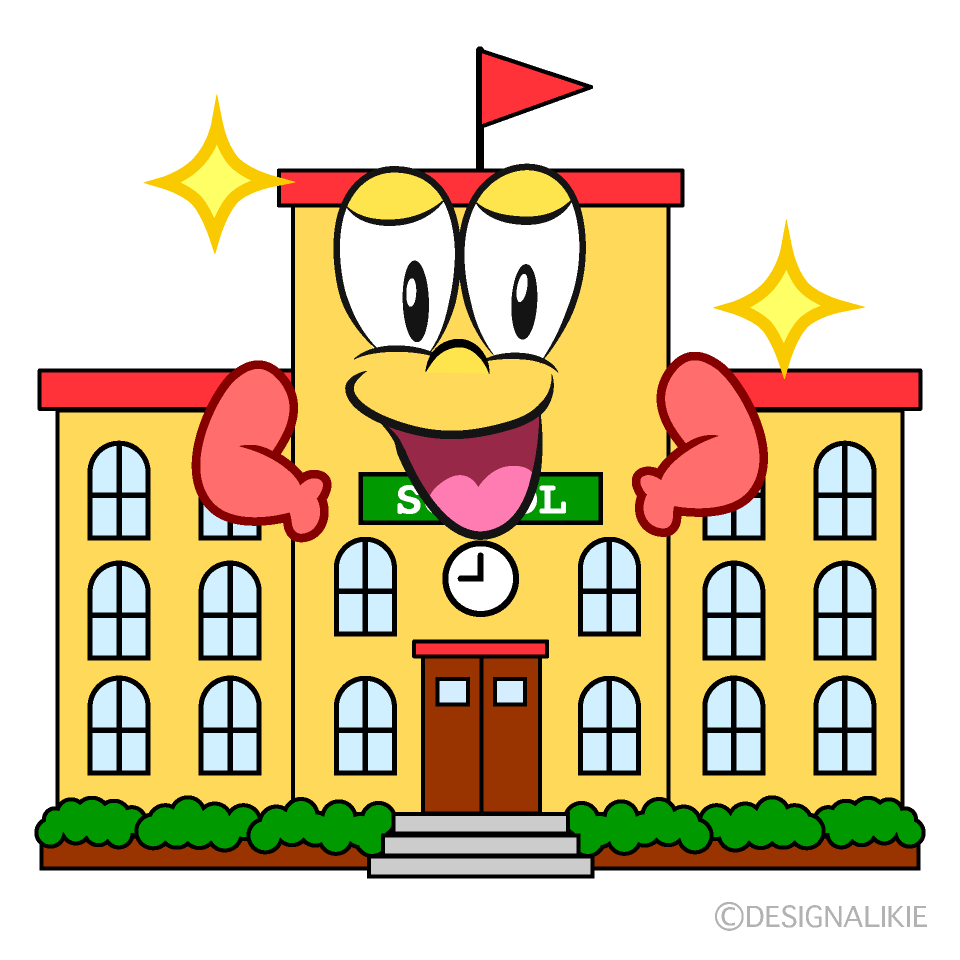 Glitter School Building Cartoon Character Image