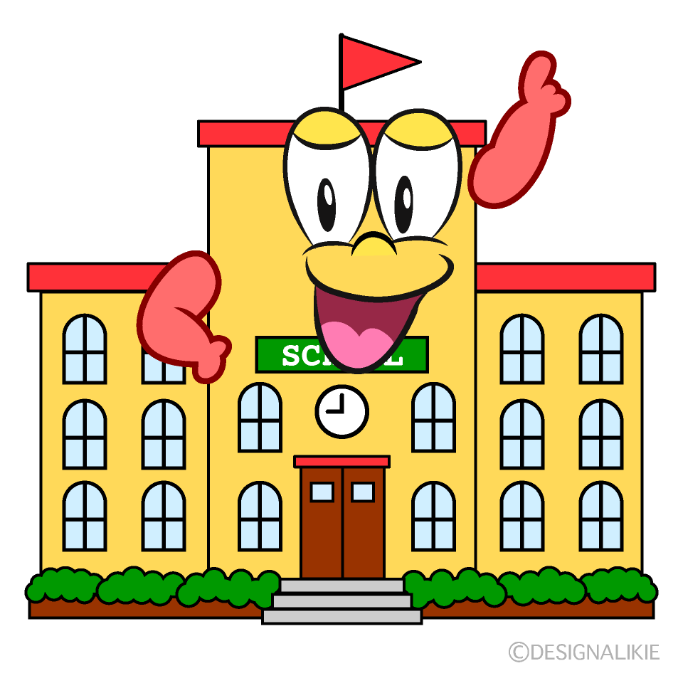 Posing School Building Cartoon Character Image