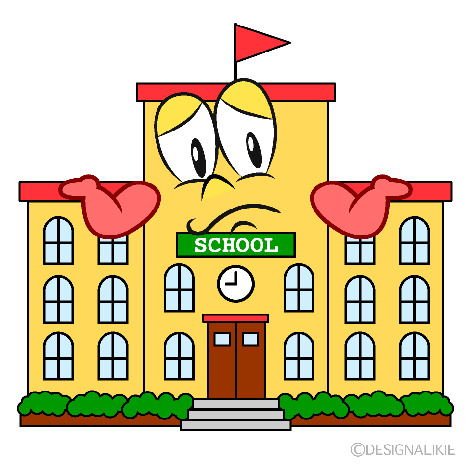 Troubled School Building Cartoon Character Image