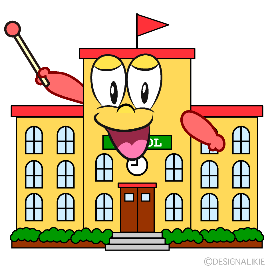 Speaking School Building Cartoon Character Image